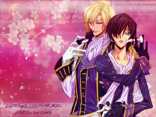 Anime couple pink background flowers 2 - a pink background free wallpaper