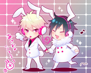 Anime boys cat ears pink - a manga drawing free wallpaper for desktop