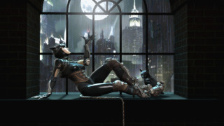 Woman cat suit window sill - a large window free wallpaper