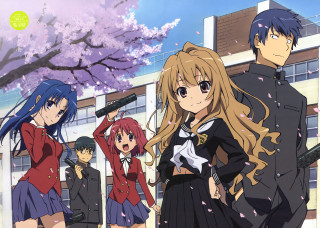 Anime girls cherry blossoms building - cherry blossom free wallpaper