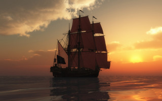 Sailboat ocean sunset cloudy sky 6 - fitz henry lane free wallpaper