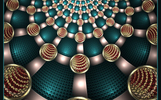 Circular balls gold frame blue - caustic free wallpaper