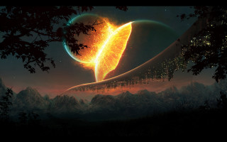 Planet spiral ring space matte - image of a planet free wallpaper