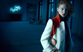Woman whitecoat redscarf neonsign constructivism - red scarf free wallpaper