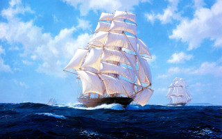 Sailboat ocean background ship beach - detailed free wallpaper