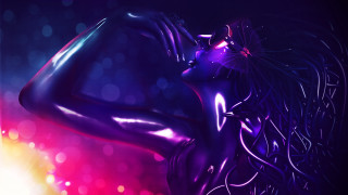 Woman purple bodysuit hands hips - the wind free wallpaper