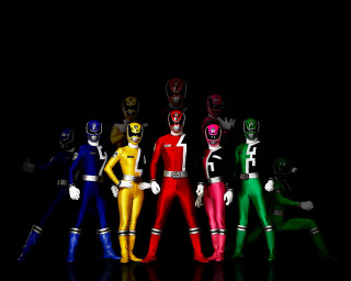 Power rangers colorful group standing - different free wallpaper