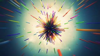 Colorful flying object blue sky 2 - particle free wallpaper