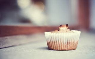 Cupcake bite on table blurry - a bite free wallpaper