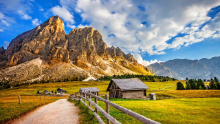 Fence house mountains path landscape - the background and a path free wallpaper