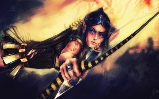 Woman sword serious fantasy elf - epic fantasy character art free wallpaper