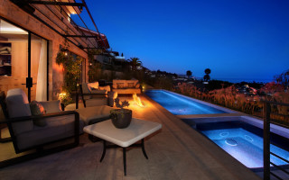 Patio pool couch ambient night - a patio free wallpaper