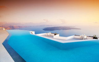Large pool ocean sunset table - the edge free wallpaper