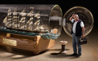 Man bottle ship spinning wheel - a man in a vest free wallpaper