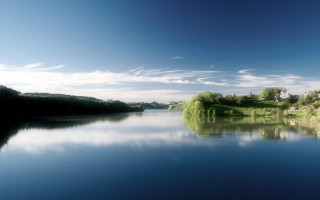 Lake shore trees clouds sky 2 - lake free wallpaper