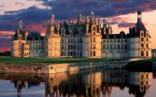 Castle lake sunset gothic architecture - a lake in front free wallpaper