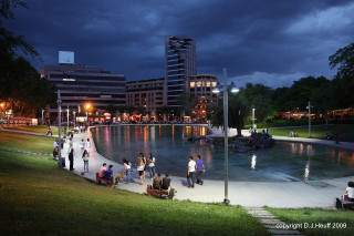 People pond night buildings cloudy - edi rama free wallpaper