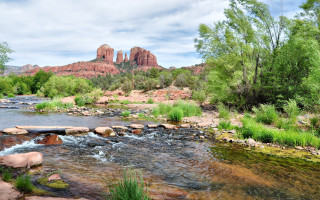 River forest mountains lush landscape - a river free wallpaper for desktop