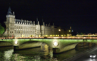 Bridge river night cityscape lights - paris school free wallpaper