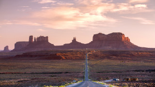 Desert road mountain sky cityscape - a mountain in the background and a sky free wallpaper