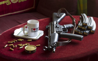 Coffee gun stilllife redchair vienneseactionism - carl gustaf pilo free wallpaper