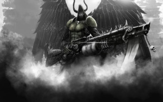 Demonic demon gun wings cloud - city free wallpaper