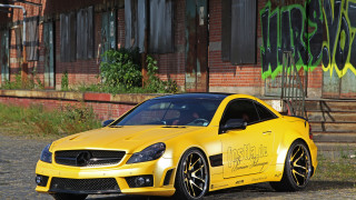 Yellow mercedes sls graffiti staircase - a staircase free wallpaper