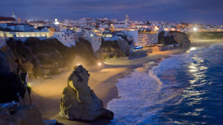 Beach city night magic bridge - the rock and the water free wallpaper