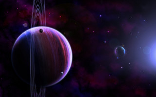 Planet satellites starry sky space - image of a planet free wallpaper