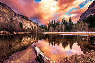 Lake mountains cloudy sky fallen - fallen free wallpaper