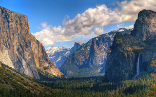 Mountain range waterfall forest trees 2 - a mountain range free wallpaper