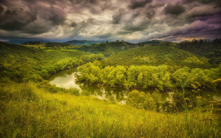 River hills forest sunset mountains - a river free wallpaper for desktop