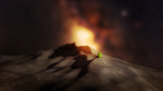 Green figure snow mountain starry - top of a snow free wallpaper
