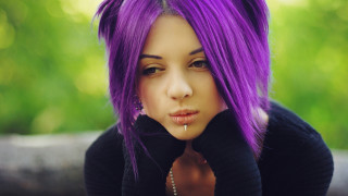 Purple haired gothic portrait nose - gothic free wallpaper