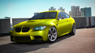Yellow car city skyline parking - tall free wallpaper
