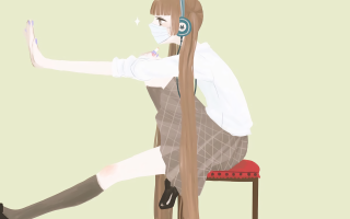 Girl sitting chair long hair 2 - music free wallpaper