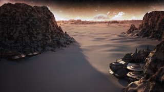 Sci fi planet mountains night - a computer free wallpaper for desktop
