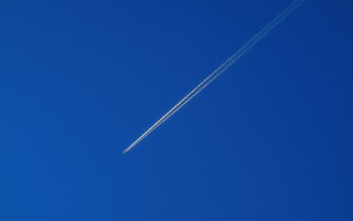 Jet blue sky contrail precisionism - free airplane wallpaper