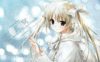 Anime girl longhair white dress - a white dress holding free wallpaper