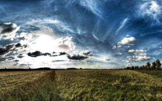 Cloudy sky dirt road lake - a sky free wallpaper