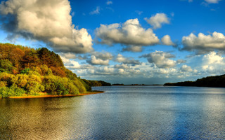 Lake forest sky mountains nature - a few green tree free wallpaper