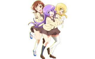 Girls hugging cat blonde brown - one girl free wallpaper