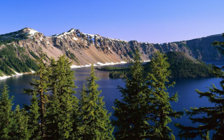 Mountain lake trees snow blue 6 - beautiful landscape free wallpaper for desktop