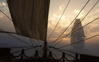 Sailboat foggywaters tallship cinematicmatte painting - a sailboat free wallpaper