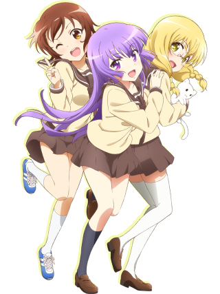 Two girls purple hair cat - a cat free wallpaper