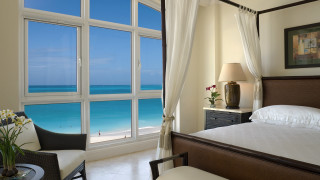 Beach view bedroom digital dreamscape - a large window free wallpaper