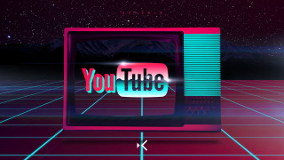 Television youtube mountains stars neon - retrowave free wallpaper