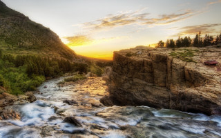 River valley mountains sunset cloudy 3 - the other side free wallpaper