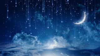 Night sky stars crescent moon - dave kendall free wallpaper