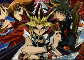 Anime characters swords group fighting - a background free wallpaper
